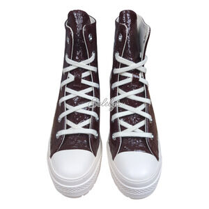 Converse Chuck De Luxe Heel Platform Crinkle Leather Bloodstone Red Womens 6.5
